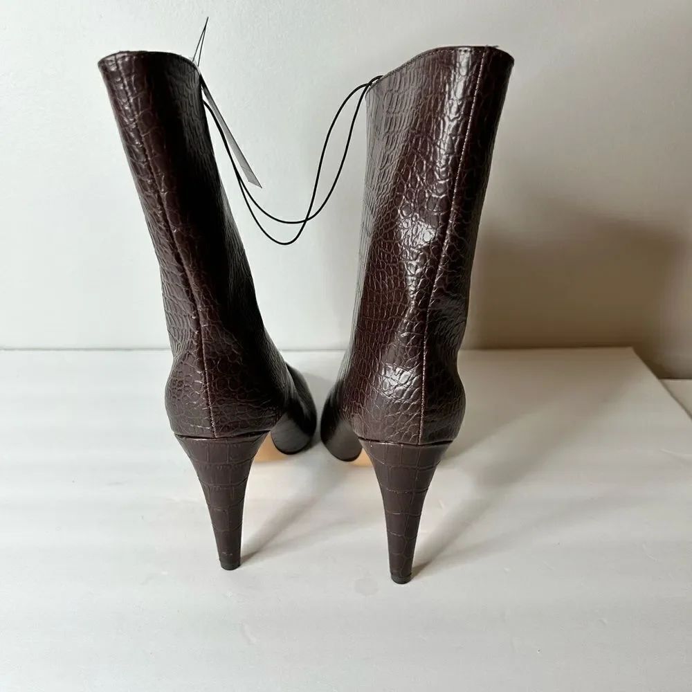 Express Snakeskin Textured Asymmetrical Booties - Picture 4 of 6